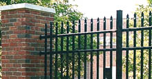 Aluminum Fence Attached To Brick Columns Using Rail Mounts