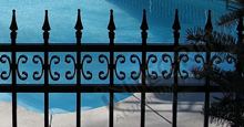 Castile Aluminum Pool Fencing With Decorative Finials and Butterfly Scrolls