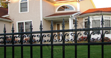 Castile Aluminum Commercial Fencing With Decorative Finials and Butterfly Scrolls