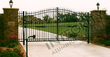 Aluminum Stonecliff Sunrise Arch Gate Installed Into Brick Using Aluminum Posts