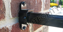 Stationary Rail Mounting Bracket For Aluminum Fence Panels Installed On Brick