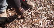 Marking Where Aluminum Fence and Gate Posts Will Be Installed In The Landscape