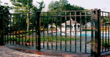 New Orleans Black Metal Pool Fence Panels and Gates With Historic Fleur de Lis Finials