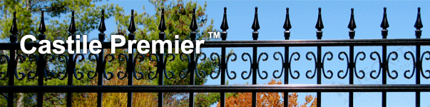 Castile Ornamental Commercial Fence With Decorative Finials and Butterfly Scrolls