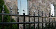 Charlemagne Black Metal Residential Fence Panels With Decorative Historic Fleur de Lis Finials